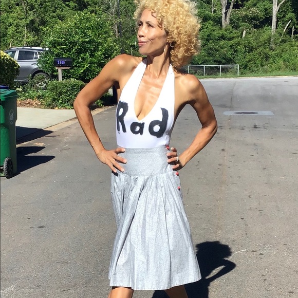 The People’s full skirt orange buttons midi high S - Picture 2 of 5